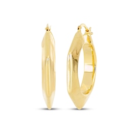 Hollow Hexagon-Shaped Hoop Earrings 14K Yellow Gold