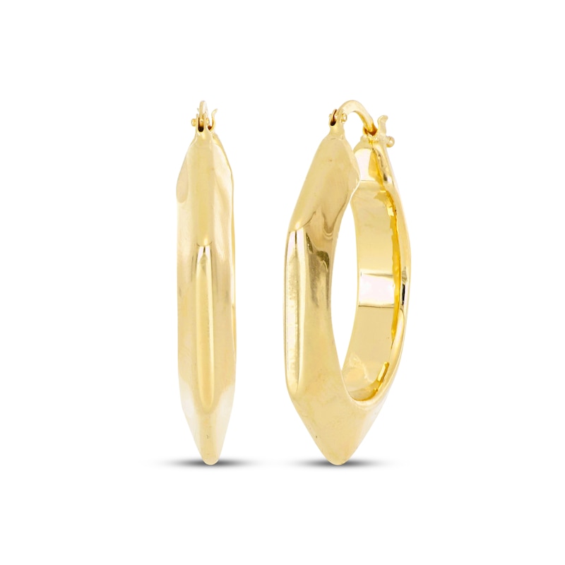 Main Image 1 of Hollow Hexagon-Shaped Hoop Earrings 14K Yellow Gold