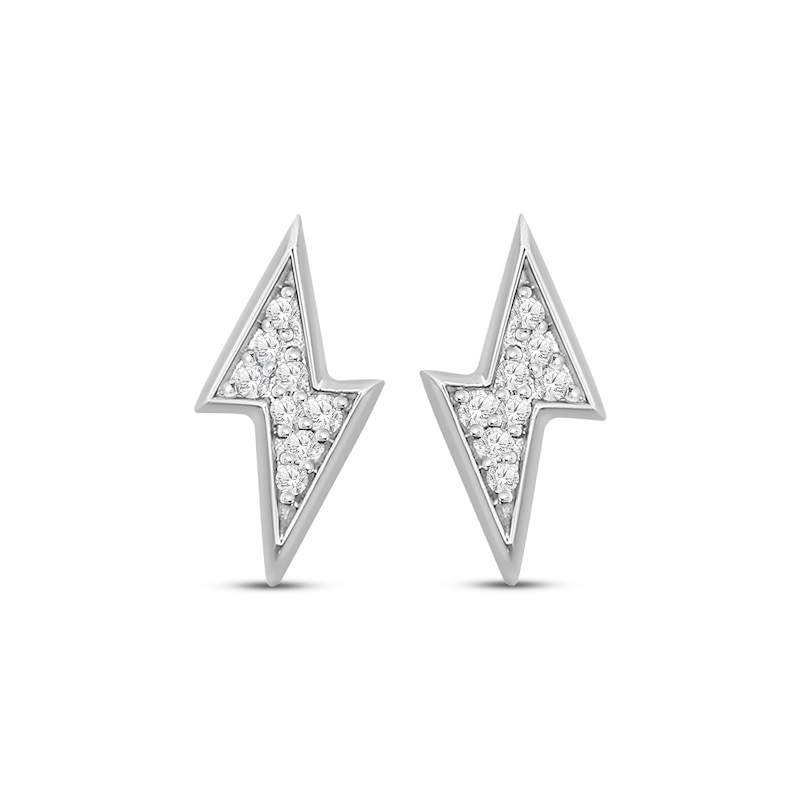 Main Image 2 of Diamond Lightning Bolt Stud Earrings 1/4 ct tw 10K White Gold