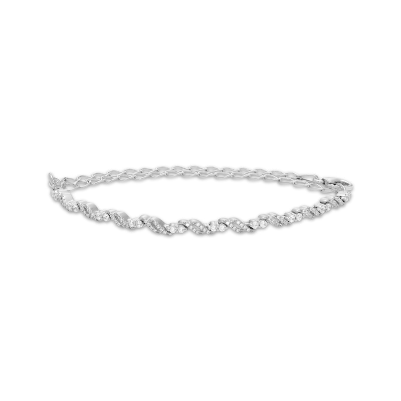 Our Story Together Diamond Adjustable Double S-Link Bracelet 1/2 ct tw 10K White Gold