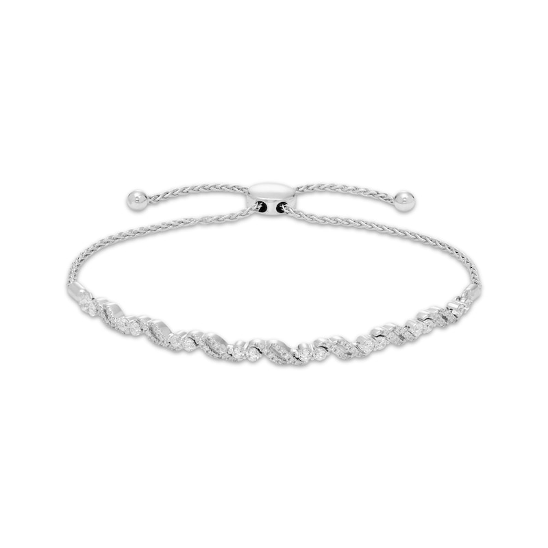 Main Image 1 of Our Story Together Diamond Double S-Link Bolo Bracelet 1 ct tw 10K White Gold