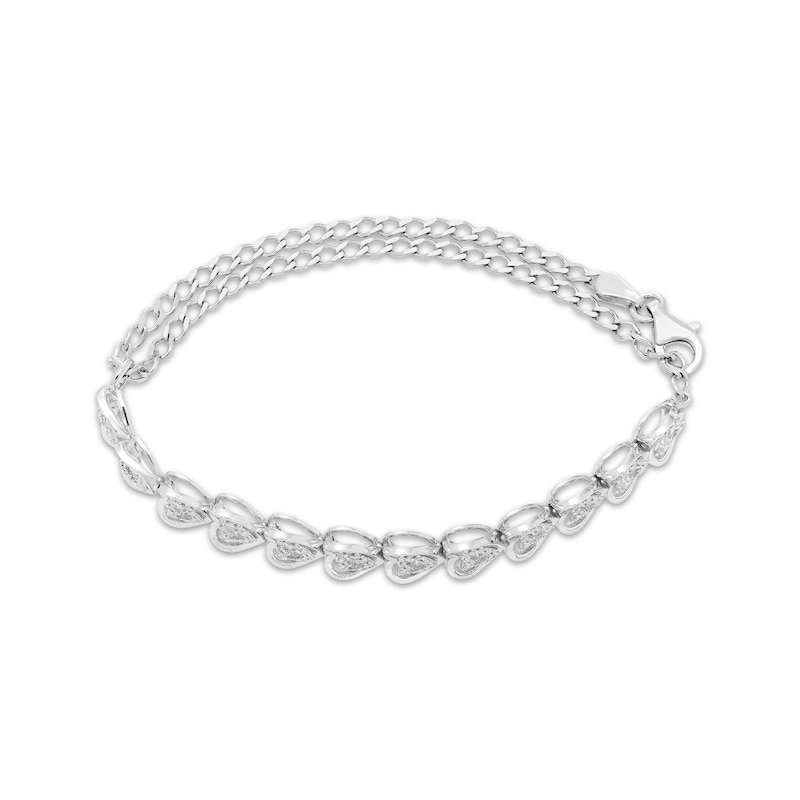 Main Image 2 of Believe in Love Diamond Double Heart Adjustable Bracelet 1/4 ct tw 10K White Gold