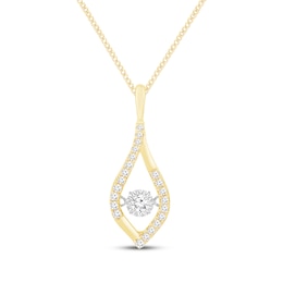 Unstoppable Love Diamond Marquise Frame Necklace 1/3 ct tw 10K Yellow Gold 19&quot;