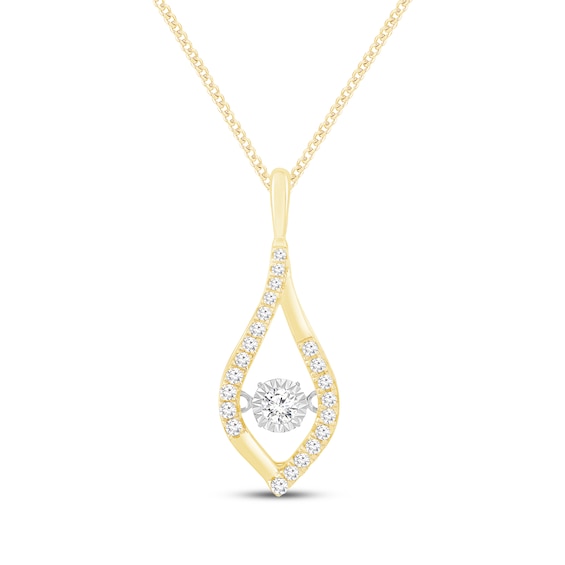 Unstoppable Love Diamond Marquise Frame Necklace 1/3 ct tw 10K Yellow Gold 19"