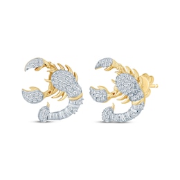 Men's Diamond Scorpion Stud Earrings 1/6 ct tw 10K Yellow Gold