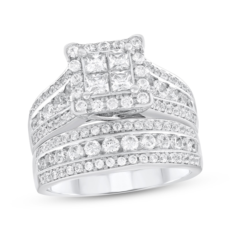 Main Image 1 of Princess-Cut Diamond Quad Bridal Set 1-3/4 ct tw 10K White Gold