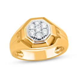 Men's Multi-Diamond Octagon Frame Ring 1/2 ct tw 10K Two-Tone Gold