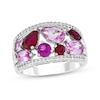 Thumbnail Image 0 of Multi-Shape Lab-Created Ruby, Pink & White Lab-Created Sapphire Ring Sterling Silver