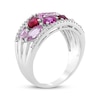 Thumbnail Image 1 of Multi-Shape Lab-Created Ruby, Pink & White Lab-Created Sapphire Ring Sterling Silver