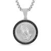 Thumbnail Image 1 of Men's Black Diamond Praying Hands Medallion Necklace 1/4 ct tw Stainless Steel & Black Ion Plating 24&quot;