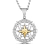 Thumbnail Image 1 of Men's Diamond Compass Necklace 1/8 ct tw Stainless Steel & Yellow Ion Plating 24&quot;