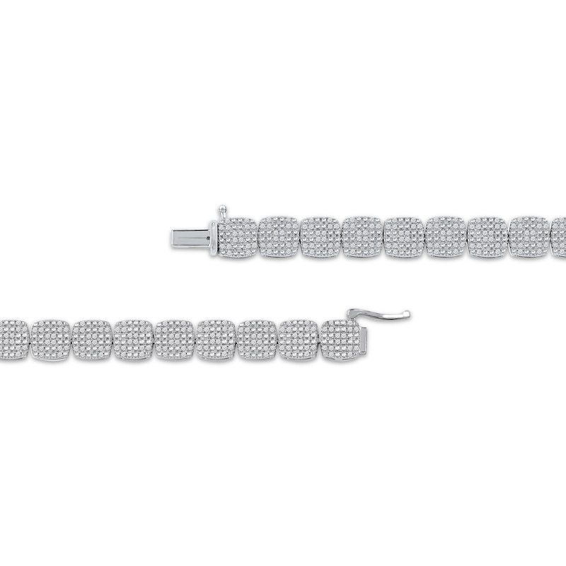 Main Image 2 of Men's Multi-Diamond Cushion-Shaped Link Necklace 4 ct tw 10K White Gold 22&quot;