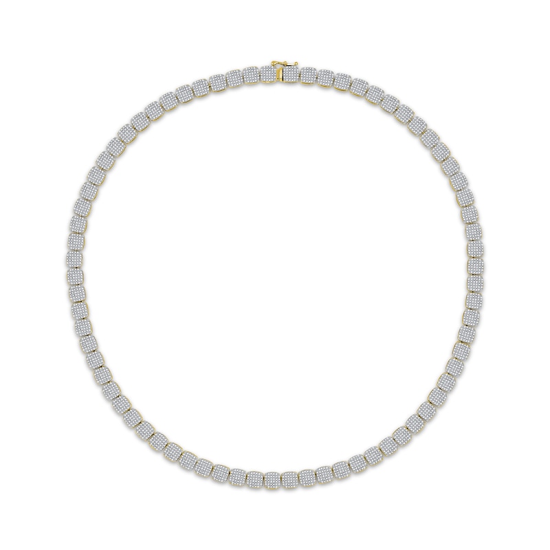 Men's Multi-Diamond Cushion-Shaped Link Necklace 4 ct tw 10K Yellow Gold 22"