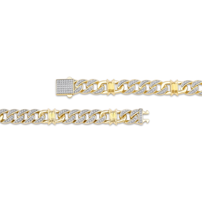 Main Image 2 of Men's Diamond Curb Chain & Spool Link Bracelet 2-1/2 ct tw 10K Yellow Gold 8.5&quot;