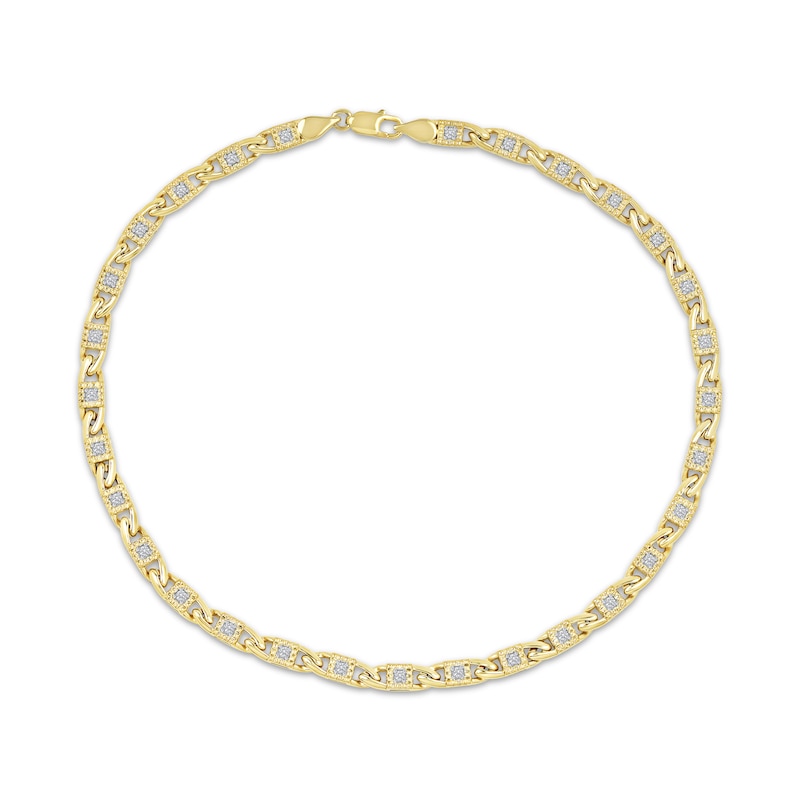 Men's Diamond Fancy Link Chain Necklace 2-1/2 ct tw 10K Yellow Gold 22"