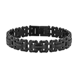 Men's Black Diamond Link Bracelet 1/6 ct tw Black Ion Plated-Stainless Steel 8.62&quot;