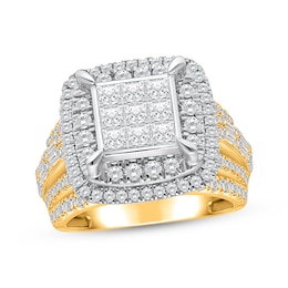 Princess-Cut Multi-Diamond Center Engagement Ring 3 ct tw 10K Yellow Gold