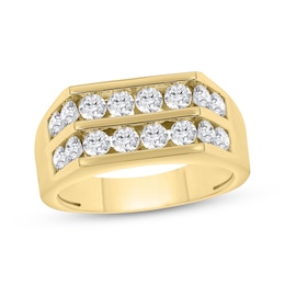 Men's Diamond Two-Row Angled Ring 2 ct tw 10K Yellow Gold