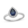 Thumbnail Image 1 of Pear-Shaped Blue Lab-Created Sapphire & White Lab-Created Sapphire Ring Sterling Silver