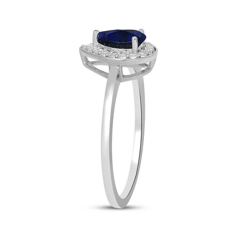 Main Image 2 of Pear-Shaped Blue Lab-Created Sapphire & White Lab-Created Sapphire Ring Sterling Silver