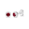 Thumbnail Image 0 of Lab-Created Ruby & White Lab-Created Sapphire Halo Stud Earrings Sterling Silver