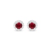 Thumbnail Image 1 of Lab-Created Ruby & White Lab-Created Sapphire Halo Stud Earrings Sterling Silver