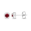 Thumbnail Image 2 of Lab-Created Ruby & White Lab-Created Sapphire Halo Stud Earrings Sterling Silver