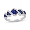 Thumbnail Image 0 of Oval-Cut Blue Lab-Created Sapphire & Diamond Ring 1/8 ct tw Sterling Silver