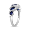 Thumbnail Image 1 of Oval-Cut Blue Lab-Created Sapphire & Diamond Ring 1/8 ct tw Sterling Silver