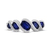 Thumbnail Image 2 of Oval-Cut Blue Lab-Created Sapphire & Diamond Ring 1/8 ct tw Sterling Silver