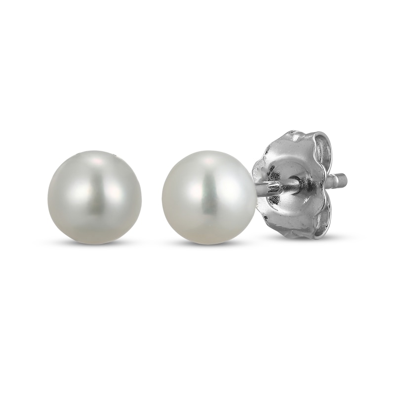 Main Image 2 of Cultured Pearl & White Lab-Created Sapphire Earrings Gift Set Sterling Silver