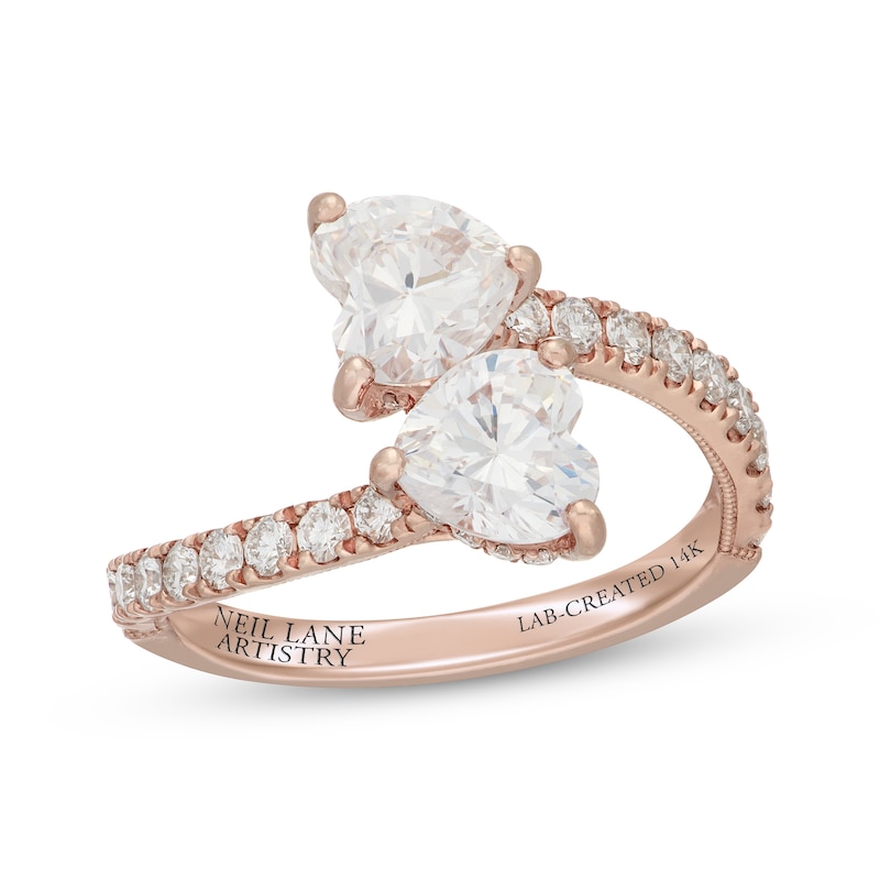 Main Image 1 of Neil Lane Artistry Heart-Shaped Lab-Grown Diamond Toi et Moi Engagement Ring 2-1/2 ct tw 14K Rose Gold