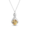 Thumbnail Image 2 of Cushion-Cut Citrine & White Lab-Created Sapphire Necklace & Earrings Gift Set Sterling Silver