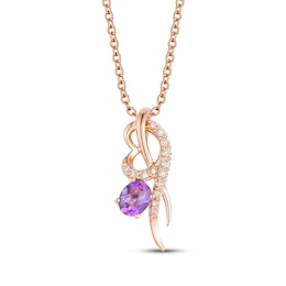 Le Vian Oval-Cut Amethyst Necklace 1/10 ct tw Diamonds 14K Strawberry Gold 19&quot;