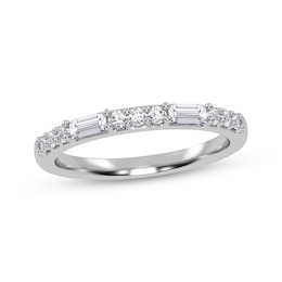 Adore Baguette & Round-Cut Diamond Alternating Anniversary Ring 1/4 ct tw 14K White Gold