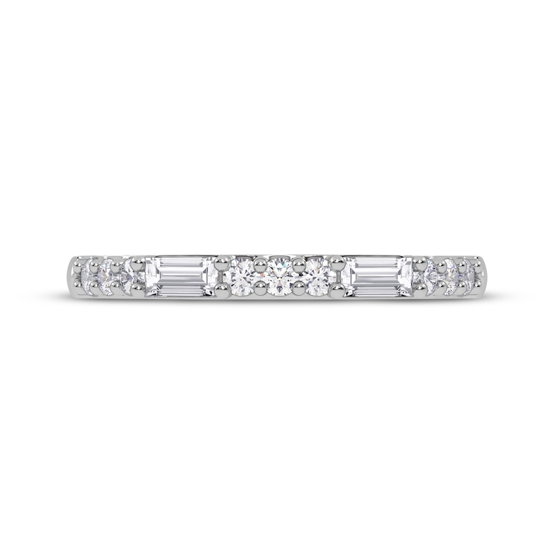 Main Image 3 of Baguette & Round-Cut Diamond Alternating Anniversary Ring 1/4 ct tw 14K White Gold