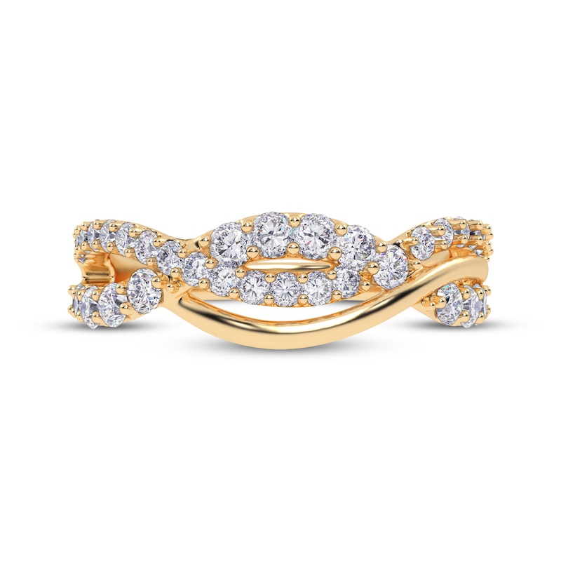 Main Image 3 of Diamond Wave Crossover Ring 1/2 ct tw 14K Yellow Gold