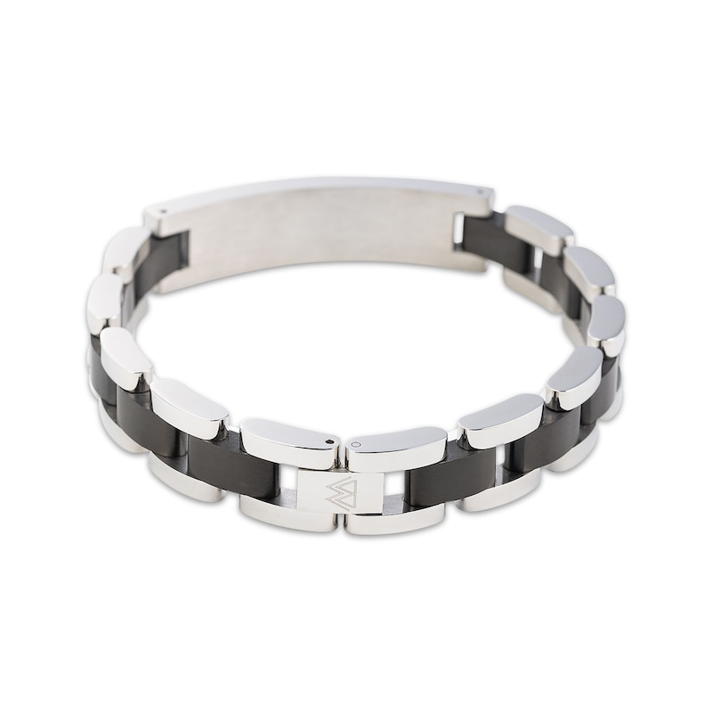 Main Image 2 of Men's Black Diamond Link Bracelet 1/5 ct tw Stainless Steel with Black Ion Plating 8.5&quot;