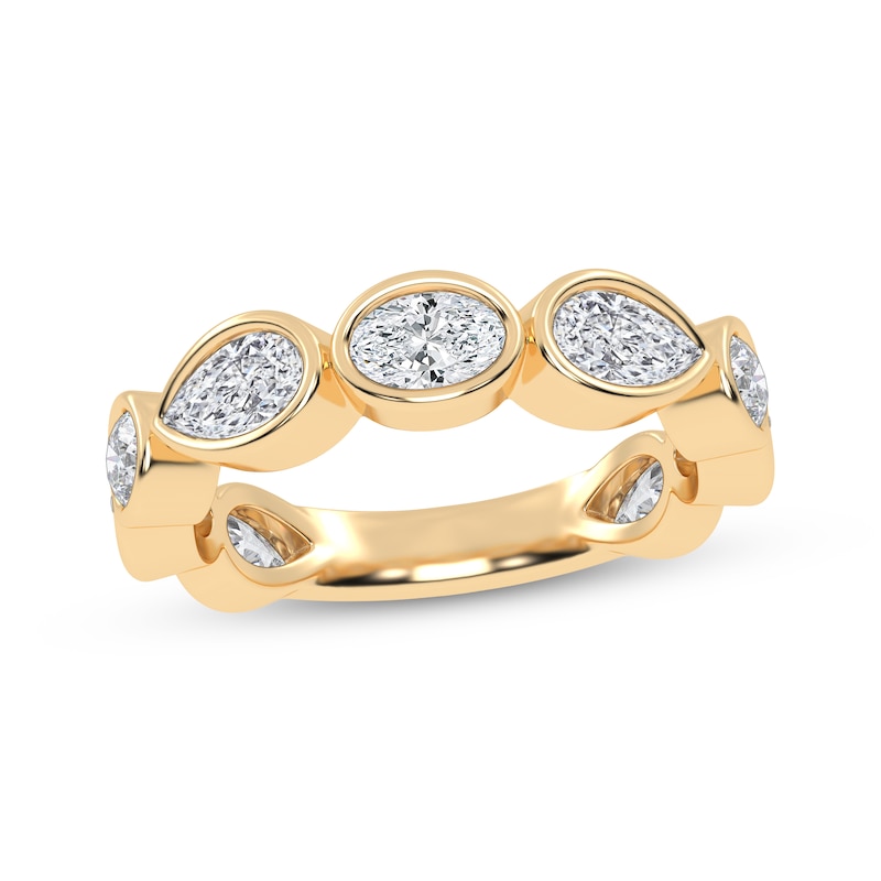 Main Image 1 of Lab-Grown Diamonds by KAY Oval, Pear & Round-Cut Anniversary Ring 2 ct tw 14K Yellow Gold