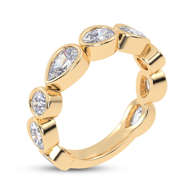 Main Image 2 of Lab-Grown Diamonds by KAY Oval, Pear & Round-Cut Anniversary Ring 2 ct tw 14K Yellow Gold