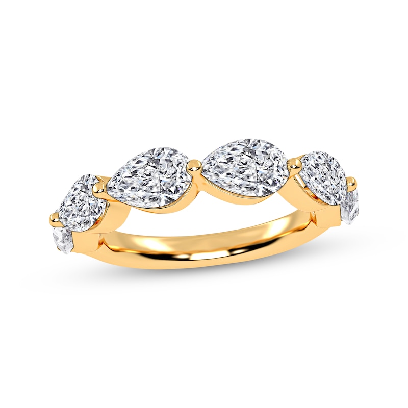 Main Image 1 of Lab-Grown Diamonds by KAY Pear-Shaped East-West Anniversary Ring 2 ct tw 14K Yellow Gold