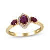 Thumbnail Image 1 of Oval-Cut Natural Ruby & Diamond Ring 1/10 ct tw 14K Yellow Gold