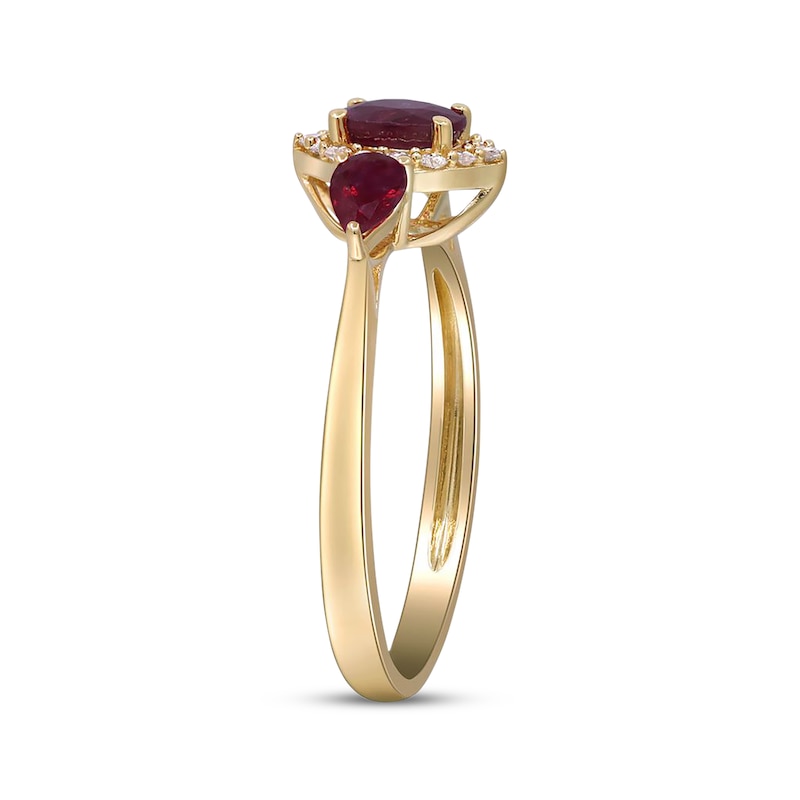 Main Image 2 of Oval-Cut Natural Ruby & Diamond Ring 1/10 ct tw 14K Yellow Gold