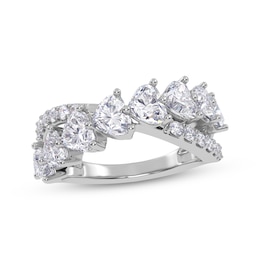 Lab-Grown Diamonds by KAY Heart-Shaped & Round-Cut Crossover Ring 2 ct tw 14K White Gold