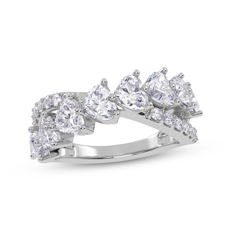 Main Image 1 of Lab-Grown Diamonds by KAY Heart-Shaped & Round-Cut Crossover Ring 2 ct tw 14K White Gold