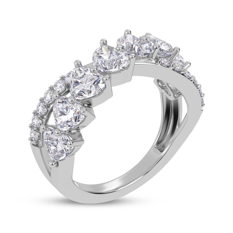 Main Image 2 of Lab-Grown Diamonds by KAY Heart-Shaped & Round-Cut Crossover Ring 2 ct tw 14K White Gold