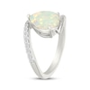 Thumbnail Image 2 of Pear-Shaped Lab-Created Opal & White Lab-Created Sapphire Bypass Ring Sterling Silver