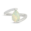 Thumbnail Image 4 of Pear-Shaped Lab-Created Opal & White Lab-Created Sapphire Bypass Ring Sterling Silver