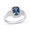 Thumbnail Image 1 of Cushion-Cut Lab-Created Alexandrite & White Lab-Created Sapphire Ring Sterling Silver