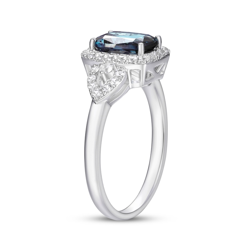 Main Image 2 of Cushion-Cut Lab-Created Alexandrite & White Lab-Created Sapphire Ring Sterling Silver